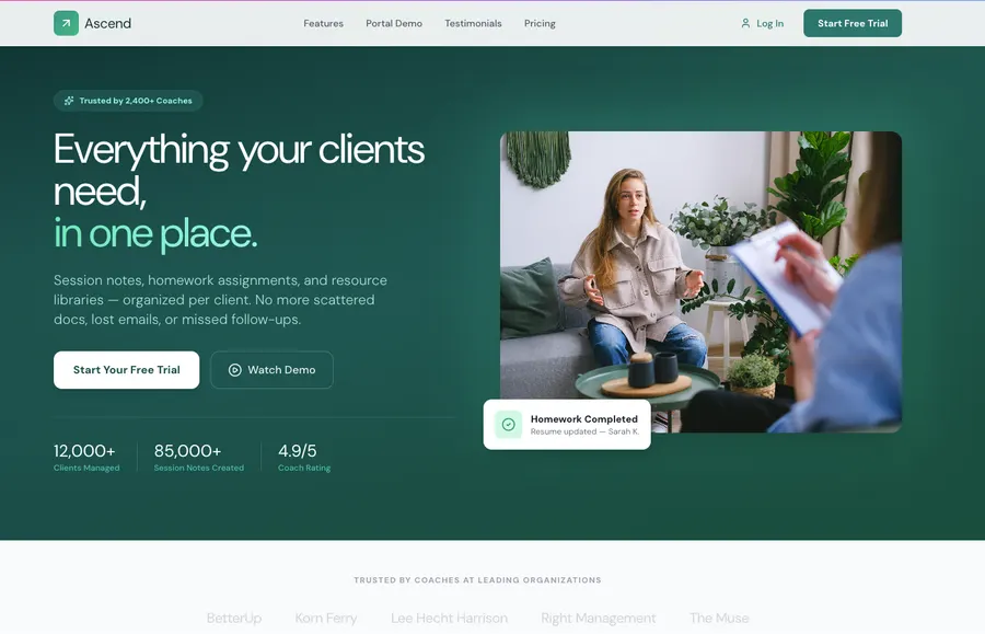 Priya's a client portal